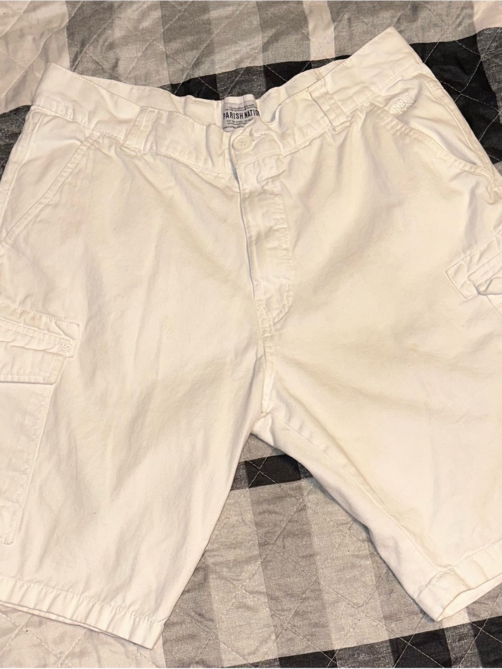 Parish Nation Men’s White Cargo Shorts Size 36